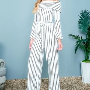 Jumpsuit in black/White Stripe